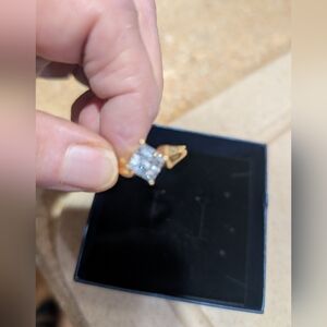 Pretty Princess Cut Zirconia Ring In Gold Plated Setting